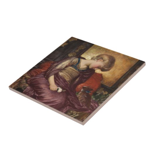 Kitten (door Frederic Leighton) Tegeltje (Zijkant)