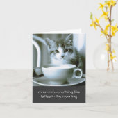 Kitten Drink Morning Latte Note Kaart (Gele Bloem)
