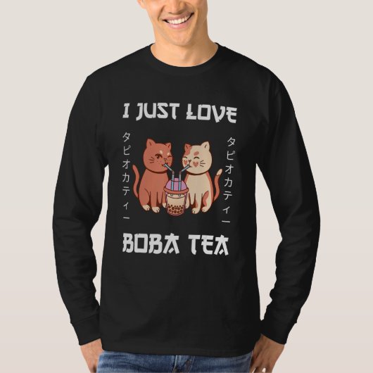 Kitten Drinks Boba Tea I Just Love Boba Tea Japane T-shirt (Voorkant)