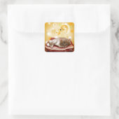 Kitten dromen vierkante sticker (Tas)