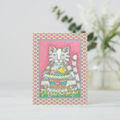KITTEN & EASTER EGG BASKET, KATTE CAT-HOLIDATIE BRIEFKAART (Staand voorkant)