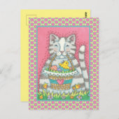 KITTEN & EASTER EGG BASKET, KATTE CAT-HOLIDATIE BRIEFKAART (Voorkant / Achterkant)