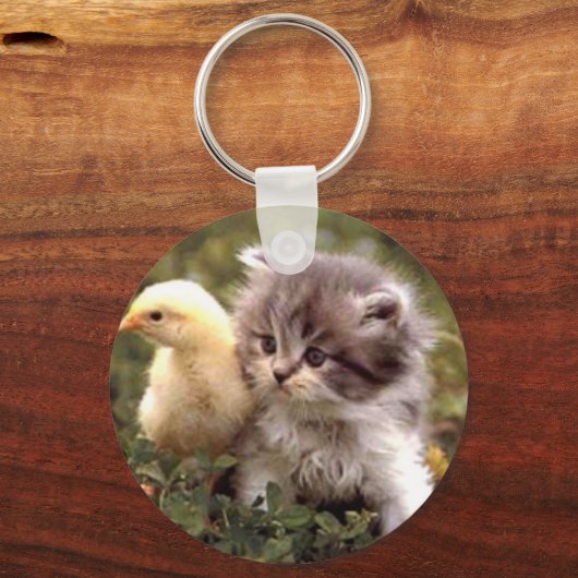 Kitten en Baby Chick Sleutelhanger (Voorkant)