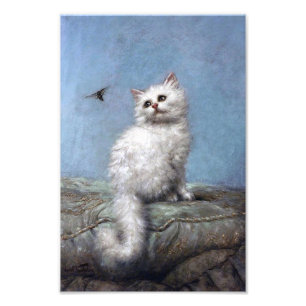 Kitten en Bee, Carl Kahler Foto Afdruk