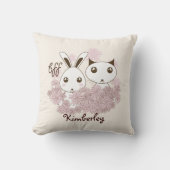 Kitten en Bunny Dierenvrienden Meisjes Kinder Buitenkussen (Voorkant)