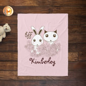 Kitten en Bunny Dierenvrienden Roze Kinder Meisjes Fleece Deken