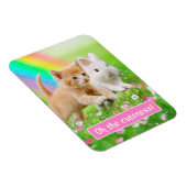 Kitten en Bunny met regenboog Magneet (Rechterzijde)