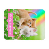 Kitten en Bunny met regenboog Magneet (Horizontaal)