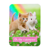 Kitten en Bunny met regenboog Magneet (Verticaal)