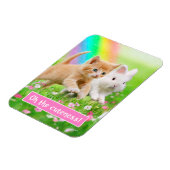 Kitten en Bunny met regenboog Magneet (Linkerzijde)