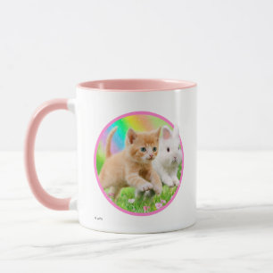 Kitten en Bunny met regenboog Mok