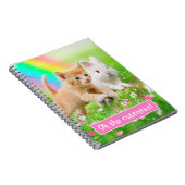 Kitten en Bunny met regenboog Notitieboek (Rechterzijde)