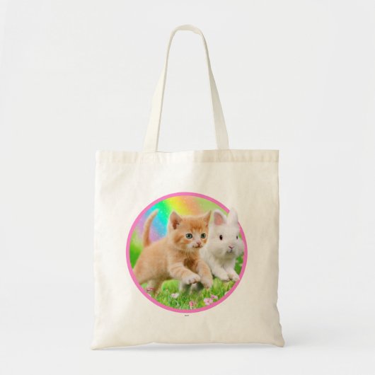 Kitten en Bunny met regenboog Tote Bag (Voorkant)