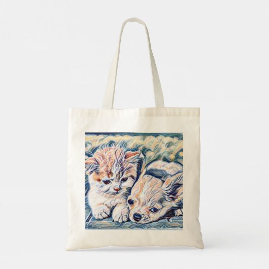 Kitten en Chihuahua Puppy Tote Bag (Achterkant)