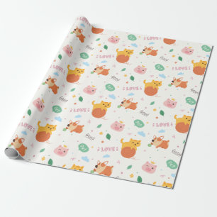 Kitten en Corgi Puppy Cadeaupapier