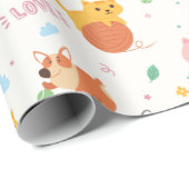 Kitten en Corgi Puppy Cadeaupapier (Rol Hoek)