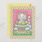 KITTEN EN EENVOUDIGERE BASKET, CUTE CAT-HOLIDAY-BR BRIEFKAART (Voorkant / Achterkant)
