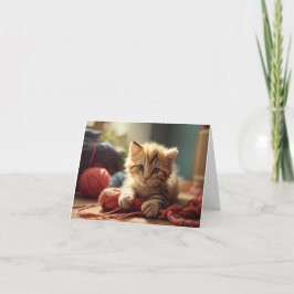Kitten en garen bedankkaart