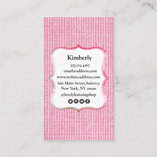 Kitten en garen gehaakte visitekaartje (Achterkant)