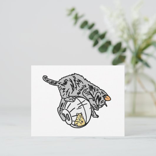Kitten en Hamster Briefkaart (Staand voorkant)
