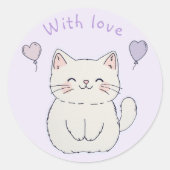 Kitten en harten, gepersonaliseerd ronde sticker (Voorkant)