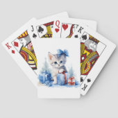 Kitten en kerstcadeaus pokerkaarten (Achterkant)