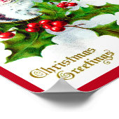 Kitten en Kerstmis Holly Poster (Hoek)