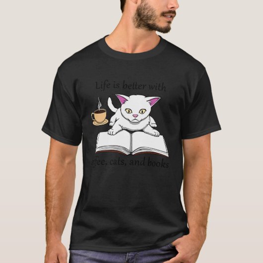Kitten en Leeskoffie Schattige T-shirt (Voorkant)