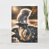 Kitten en Leeuw Verjaardag Kaart (Voorkant)