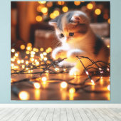 Kitten en licht canvas afdruk (Insitu (Houten vloer))