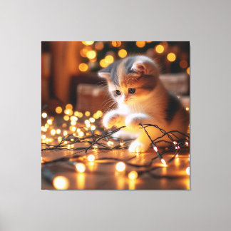 Kitten en licht canvas afdruk