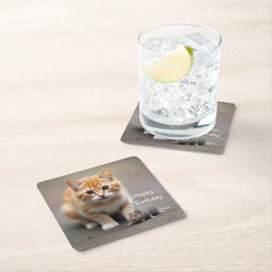 Kitten en muis kartonnen onderzetters (Insitu)