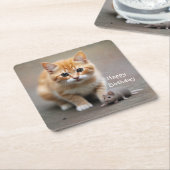 Kitten en muis kartonnen onderzetters (Schuin)