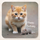 Kitten en muis kartonnen onderzetters (Voorkant)