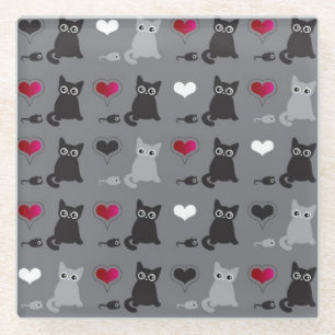 kitten en muizen glazen onderzetter