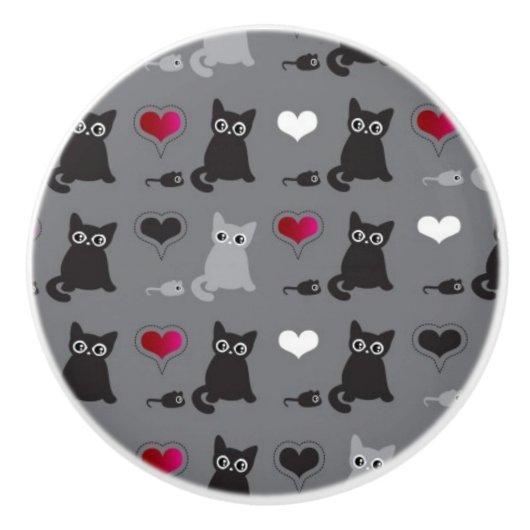 kitten en muizen keramische knop (Voorkant)