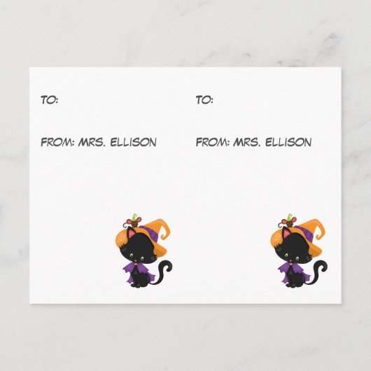 Kitten en Owl Grade School Teacher Halloween Kaart (Achterkant)