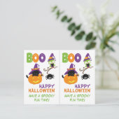 Kitten en Owl Grade School Teacher Halloween Kaart (Staand voorkant)