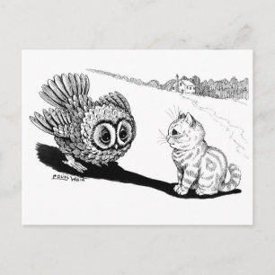 Kitten en Owl, Louis Wain Briefkaart