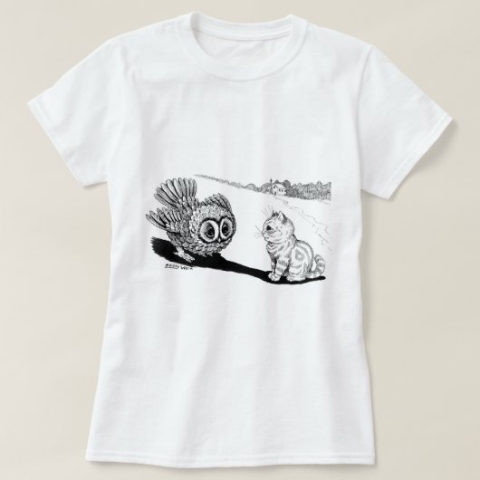 Kitten en Owl, Louis Wain T-shirt (Design voorkant)