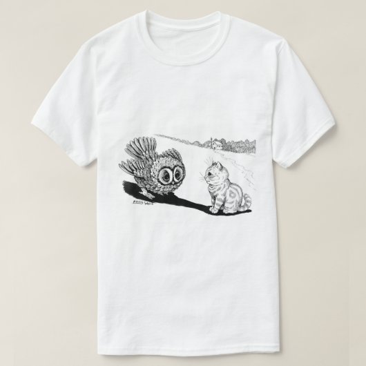 Kitten en Owl, Louis Wain T-shirt (Design voorkant)