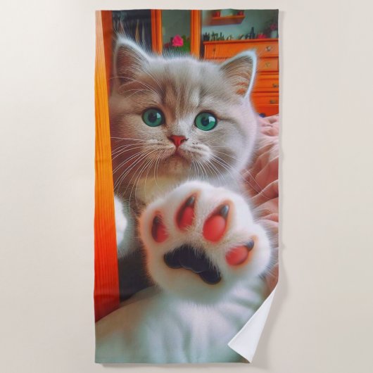 Kitten en Paw Strandlaken (Voorkant)