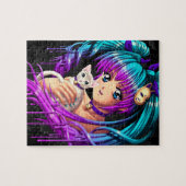 Kitten en Pigtail Manga Girl Legpuzzel (Horizontaal)