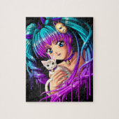 Kitten en Pigtail Manga Girl Legpuzzel (Verticaal)