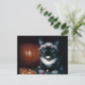Kitten en Pompoen voor Halloween Briefkaart (Staand voorkant)