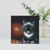 Kitten en pompoen voor Halloween Kaart (Staand voorkant)