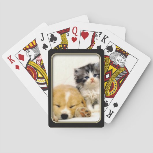 Kitten en Puppy Fotokunst Speelkaarten (Achterkant)