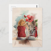 Kitten en puppy groeten elkaar briefkaart (Voorkant / Achterkant)