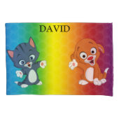 Kitten en puppy Rainbow-kussensloop. Kussensloop (Voorkant)