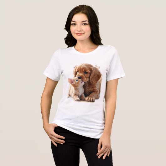 Kitten en Puppy Tri-Blend Shirt (Voorkant volledig)